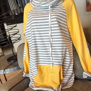 Striped Gray and Yellow Women's Sweater